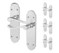Afit Chrome Victorian Door Handles Latch, 4 Pairs Of Internal Polished Chrome Victorian Scroll Shaped Backplate Handles