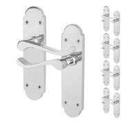 Afit Chrome Victorian Door Handles Latch, 5 Pairs Of Internal Polished Chrome Victorian Scroll Shaped Backplate Handles
