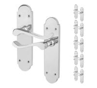 Afit Chrome Victorian Door Handles Latch, 6 Pairs Of Internal Polished Chrome Victorian Scroll Shaped Backplate Handles