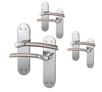 Afit Door Handles - Duo Finish - 3 Pairs Satin Nickel & Polished Chrome Internal Lever Latch Handles On Backplate