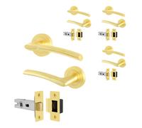 AFIT Door Handles Rose with Latch, 4 Pair Lever, Latch 64mm in Gold | Size: 150mm x 150mm AFIT Gold 150mm x 150mm