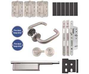 Afit Fire Door Kit - Bathroom Cubicle Door - Severe Duty - Satin Stainless Steel