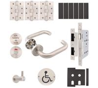 Afit Fire Door Kit - Lift To Lock Cubicle Kit - Heavy Duty - Satin Stainless Steel
