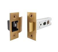 Afit Fir Tubular Latch - Satin Brass 102mm / 4 Inch Tubular Latch With 82mm Backset For Fire Doors - Pack Of 1