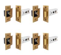 Afit Fir Tubular Latch - Satin Brass 64mm / 2.5 Inch Tubular Latch With 44mm Backset For Fire Doors - Pack Of 4