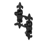 Afit Fleur De Lys Black Antique Door Handles Bathroom, 1 Pair Cast Iron Internal And External Door Handles On Backplate