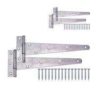 Afit Galvanised Gate Tee Hinges - 300mm / 12 Inch Extra Heavy Duty T Hinges For Wooden Gates, Doors & Sheds - 4 Pack