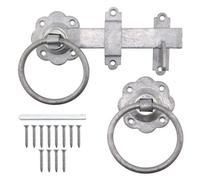 Afit Galvanised Ring Gate Latch Set, 6 Inch / 150mm Heavy Duty Auto Catch Set For Wooden Gates, Sheds & Doors