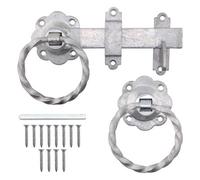 Afit Galvanised Ring Gate Latch Set, 6 Inch / 150mm Heavy Duty Twisted Auto Catch Set For Wooden Gates, Sheds & Doors