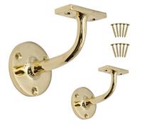 Afit Handrail Bracket Polished Brass Pack 2 Banister Brackets Stair Banister Wall Handrail 63mm