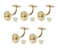 Afit Handrail Bracket Polished Brass Pack 5 Banister Brackets Stair Banister Wall Handrail 63mm