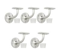 Afit Handrail Bracket Satin Nickel Pack 5 Banister Brackets Stair Banister Wall Handrail 63mm