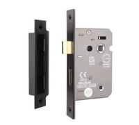 Afit Matt Black Bathroom Lock - Fir Ce Approved Mortice Door Lock 80mm / 3 Inch