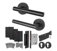 Afit Matt Black Door Handle Euro Lock And Turn Cylinder Kit - Fir Fd30/60, Internal Handles, Locks, Hinges - Olvera