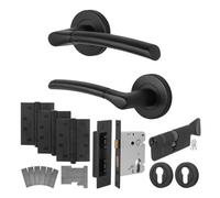 Afit Matt Black Door Handle Euro Lock And Turn Cylinder Kit - Fir Fd30/60, Internal Handles, Locks, Hinges - Boston
