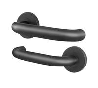 Afit Matt Black Door Handles, 19mm Return To Door Lever On Rose Handles, 53mm Rose, Black Finish