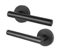 Afit Matt Black Door Handles - Fir Fd30/60, 1 Pair Of Internal Lever Handles - Olvera