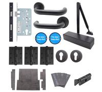 Afit Matt Black Fire Door Kit With Door Closer - Office Locking Door