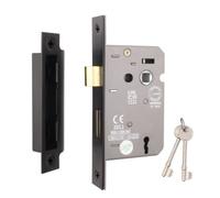 Afit Matt Black Sashlock - Fir Ce Approved Mortice Door Lock & Keys 64mm / 2.5 Inch