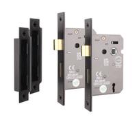 Afit Matt Black Sashlock - Fir Ce Approved Mortice Door Lock & Keys 64mm / 2.5 Inch - Pack Of 2