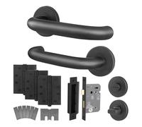 AFIT Matt Black SS Return to Door Fire Rated Handles Bath Lock 64mm Hinges | Size: 150mm x 150mm AFIT Black 150mm x 150mm