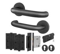 AFIT Matt Black SS Return to Door Handles Euro Dbl Cylinder Hinges | Size: 150mm x 150mm AFIT Black 150mm x 150mm