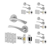 AFIT Novi Satin Door Handles Rose Latch Hinge, 5 Pair Satin Nickel Internal in Silver | Size: 150mm x 150mm AFIT Silver 150mm x 150mm