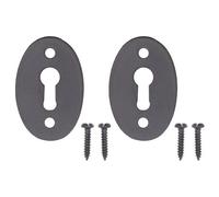 Afit Oval Keyhole Cover Escutcheon - 50 X 34mm - Black Antique Iron - Pack Of 2