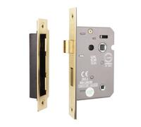 Afit Polished Brass Bathroom Lock - Fir Ce Approved Mortice Door Lock 64mm / 2.5 Inch
