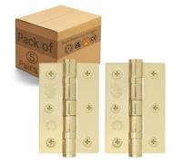 Afit Polished Brass Door Hinges - 3 Inch / 76mm Internal Fire Door Hinges - 5 Pairs