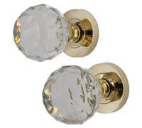 Afit Polished Brass Glass Mortice Door Knob