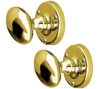 Afit Polished Brass Oval Mortice Knob Set Sprung - Pair