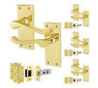 AFIT Polished Brass Scroll Handle Latch Hinges 64mm 4 Pairs in Gold | Size: 150mm x 150mm AFIT Gold 150mm x 150mm