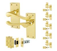 AFIT Polished Brass Scroll Handle Latch Hinges 64mm 6 Pairs in Gold | Size: 150mm x 150mm AFIT Gold 150mm x 150mm