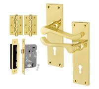 AFIT Polished Brass Scroll Handle Sashlock Hinges 64mm 1 Pair in Gold | Size: 150mm x 150mm AFIT Gold 150mm x 150mm
