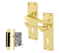 AFIT Polished Brass Scroll Handle Sashlock Set (64mm) 1 Pair in Gold | Size: 150mm x 150mm AFIT Gold 150mm x 150mm