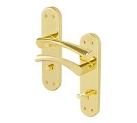 AFIT Polished Brass Twist Bathroom Door Handle Backplate 1 Pair in Gold | Size: 150mm x 150mm AFIT Gold 150mm x 150mm