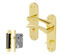 AFIT Polished Brass Twist Bathroom Handle WC Lock Privacy Set (64mm) 1 Pair in Gold | Size: 150mm x 150mm AFIT Gold 150mm x 150mm