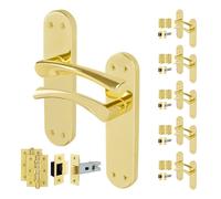 AFIT Polished Brass Twist Door Handle Latch Hinges Set Internal 6 Pairs in Gold | Size: 150mm x 150mm AFIT Gold 150mm x 150mm