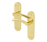 AFIT Polished Brass Twist Door Handles Backplate Internal Lever 1 Pair in Gold | Size: 150mm x 150mm AFIT Gold 150mm x 150mm