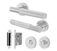 AFIT Polished Chrome Bathroom Door Handle Rose, WC Lock 64mm in Silver | Size: 150mm x 150mm AFIT Silver 150mm x 150mm