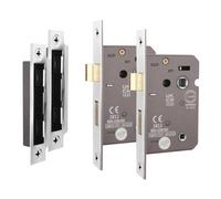 Afit Polished Chrome Bathroom Lock - Fir Ce Approved Mortice Door Lock 64mm / 2.5 Inch - Pack Of 2