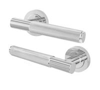 AFIT Polished Chrome Door Handles Round Rose, 1 Pair Knurled Internal Lever in Silver | Size: 150mm x 150mm AFIT Silver 150mm x 150mm