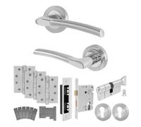 Afit Polished Chrome/satin Door Handle Euro Lock And Turn Cylinder Kit-Fir Fd30/60, Internal Handles, Locks, Hinges-Boston