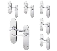 Afit Polished Chrome Scroll Door Handles Latch Set Pack Of 6 Shaped Victorian Scroll Range