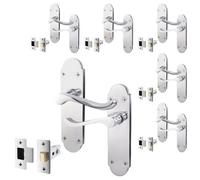 Afit Polished Chrome Scroll Door Handles Latch With Tubular Latch Set Pack Of 6 Shaped Victorian Scroll Range