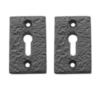 Afit Rectangular Keyhole Cover Escutcheon - 50 X 30mm - Black Antique Iron - Pack Of 2