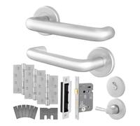 AFIT Satin Al Return to Door Fire Rated Handles Bath Lock 64mm Hinges in Silver | Size: 150mm x 150mm AFIT Silver 150mm x 150mm