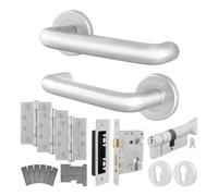 AFIT Satin Al Return to Door Fire Rated Handles Euro Dbl Cylinder Hinges in Silver | Size: 150mm x 150mm AFIT Silver 150mm x 150mm