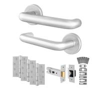 AFIT Satin Aluminium Return to Door Fire Rated Handles 64mm Latch Hinges in Silver | Size: 150mm x 150mm AFIT Silver 150mm x 150mm